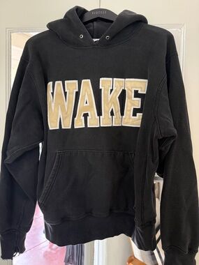 Black 'WAKE' Appliqué Hoodie